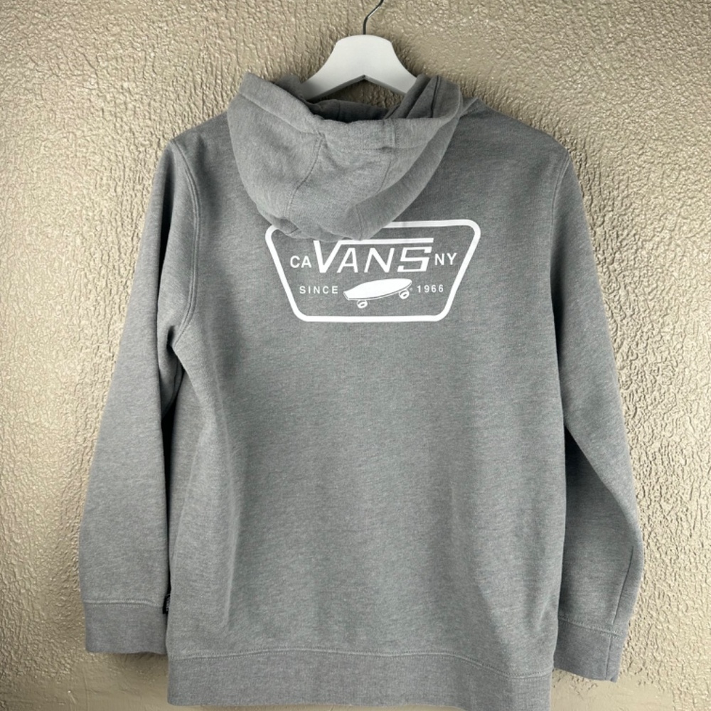 Vans Boys Sz Large Gray Logo Print Fleece-Back Cotton Blend Hoodie - Picture 3 of 6